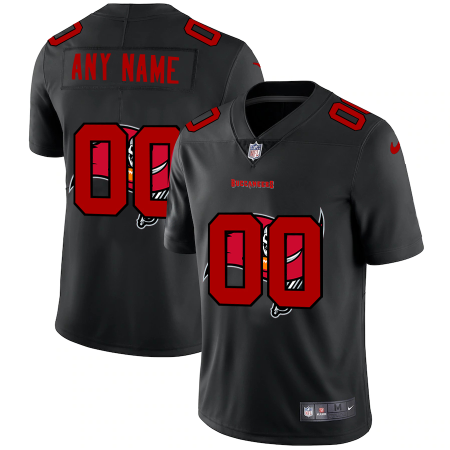 Wholesale Tampa Bay Buccaneers Custom Men Nike Team Logo Dual Overlap Limited NFL Jersey Black